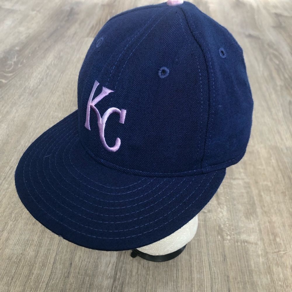 Vintage 90s Kansas City KC Royals New Era 6-7/8 100%‎ Wool Baseball Hat Cap READ